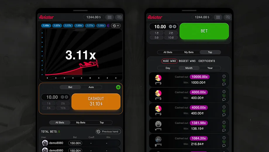 Aviator game online casino main gameplay screen